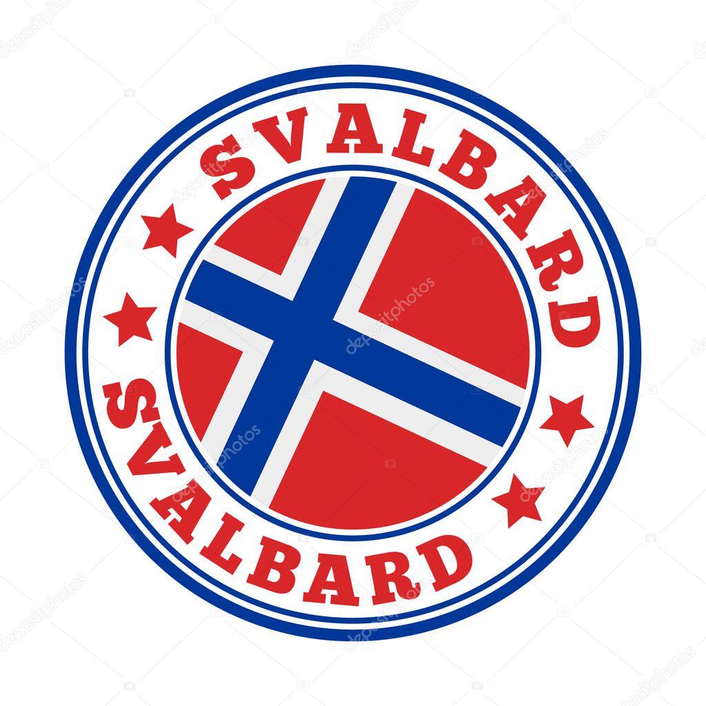 Svalbard sign Round country logo with flag of Svalbard Vector illustration