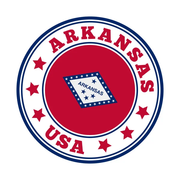 Teken Uit Arkansas Rondom Ons Staat Het Logo Met Vlag — Stockvector