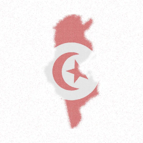 Karta Över Tunisien Mosaik Stil Karta Med Flagga Tunisien Bländande — Stock vektor