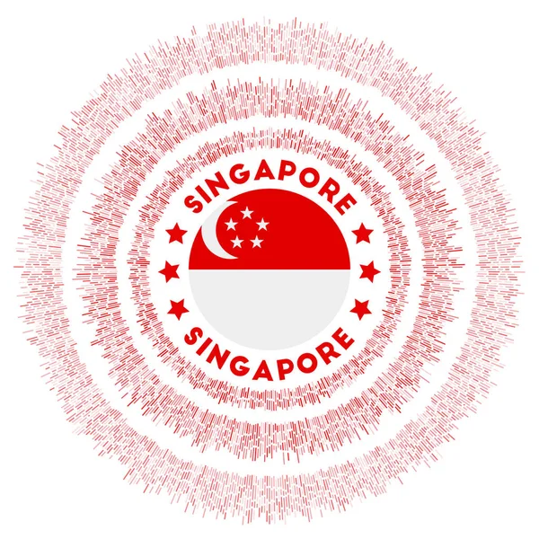 Symbole Singapour Drapeau Pays Rayonnant Avec Des Rayons Colorés Coup — Image vectorielle