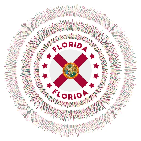 Símbolo Florida Radiante Bandera Del Estado Con Rayos Colores Estallido — Vector de stock