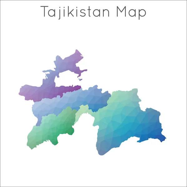 Bajo Poly Mapa Tayikistán Tayikistán Geométrico Poligonal Mapa Estilo Mosaico — Vector de stock