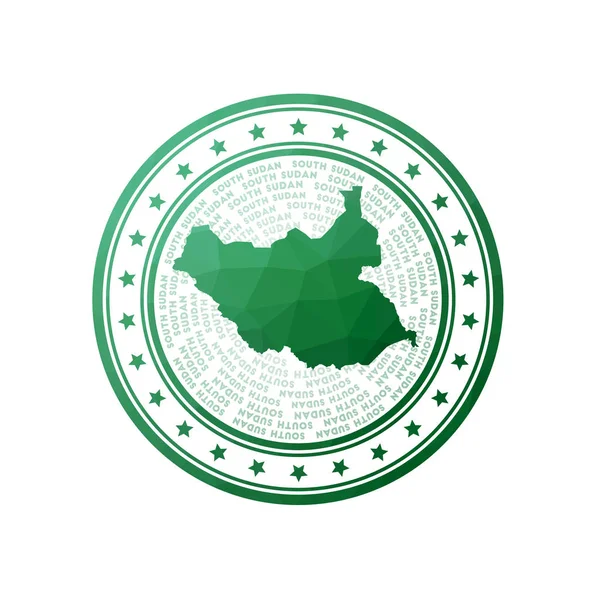 Flat low poli stamp of South Sudan Polygonal South Sudan badge Trendy vector logo of the country —  Vetores de Stock