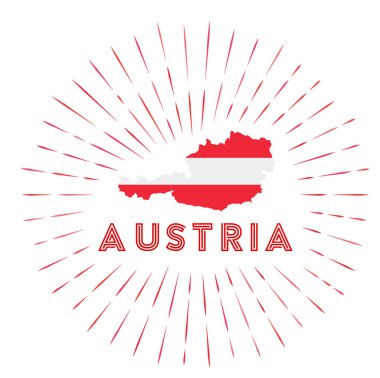 Avusturya güneş patlaması rozeti Avusturya haritası ile Avusturya bayrak renkleri ile imzaladı