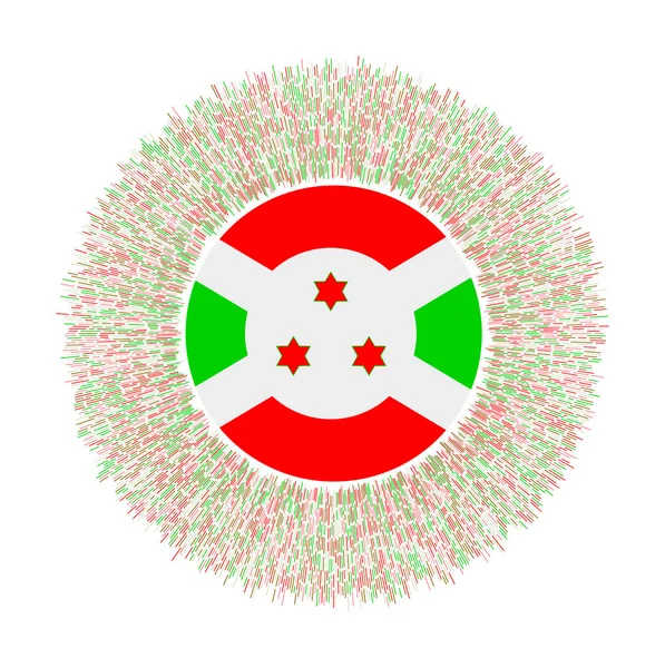 Flaga Burundi z kolorowymi promieniami Promienny znak kraju Błyszczący sunburst z flagą Burundi Promienny — Wektor stockowy