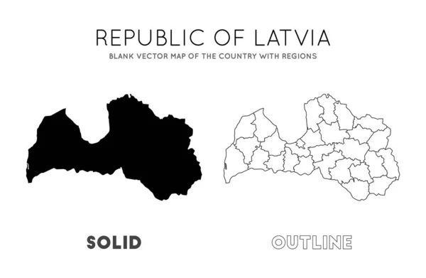 Lettonia mappa Blank vector map del Paese con le regioni Confini della Lettonia per la tua infografica — Vettoriale Stock