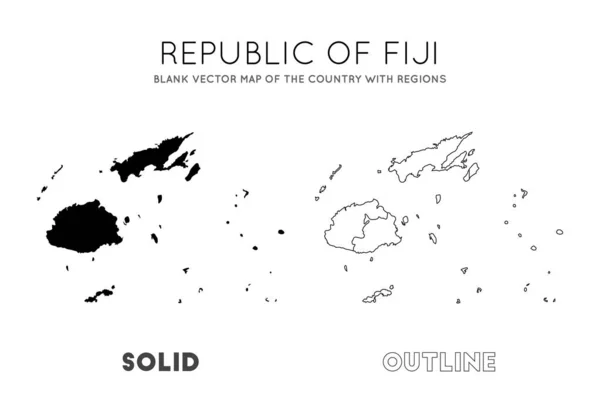 Fiji karta Tomma vektor karta över landet med regioner Gränser Fiji för din infographic Vector — Stock vektor