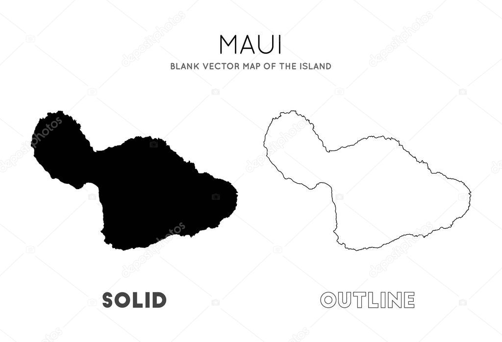 Maui map Blank vector map of the Island Borders of Maui for your infographic Vector illustration