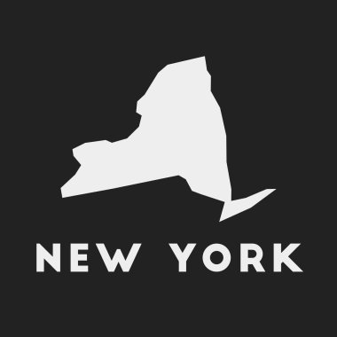 New York simgesi. Koyu arkaplan üzerinde ABD eyalet haritası. Stil New York haritası.