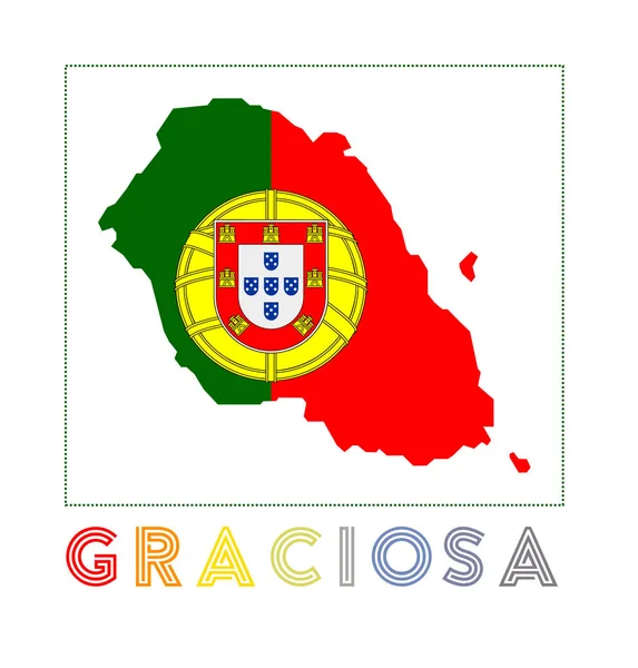 Graciosa Logo Kaart van Graciosa met eilandnaam en vlag Classy vector illustratie — Stockvector