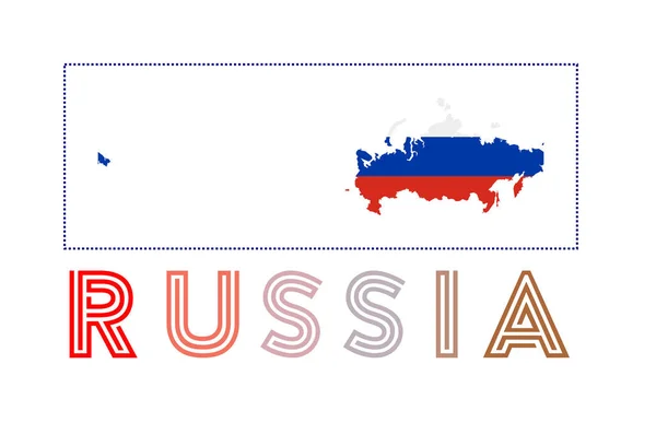 Rusland Logo Kaart van Rusland met landsnaam en vlag Trendy vector illustratie — Stockvector