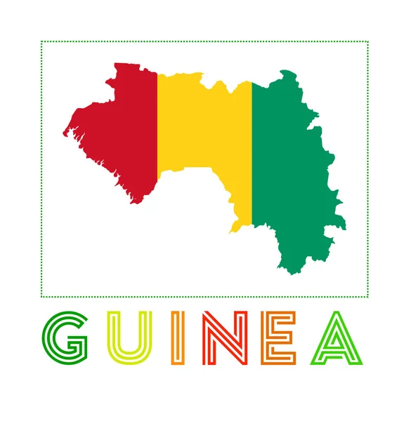 Logo Gwinei Mapa Gwinei z nazwą kraju i flagą — Wektor stockowy