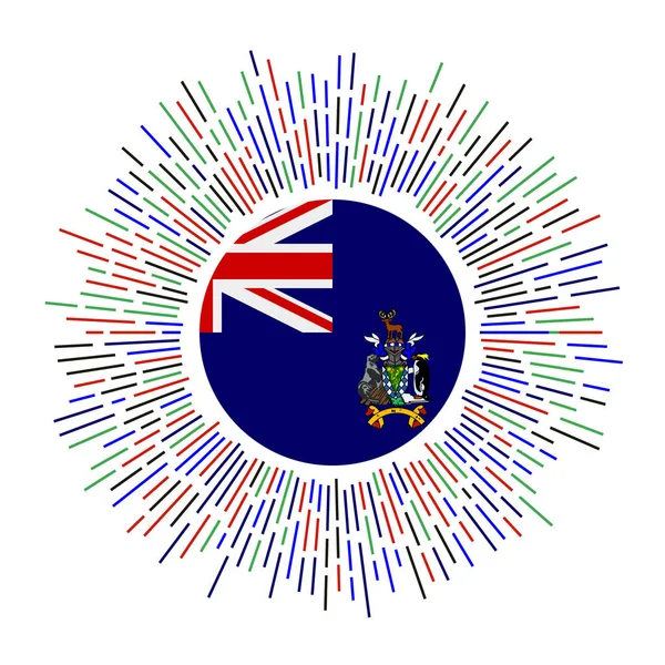 SGSSI segno Paese bandiera con raggi colorati Raggio di sole radiante con bandiera SGSSI Illustrazione vettoriale — Vettoriale Stock