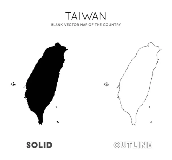 Tchajwanská mapa Prázdná vektorová mapa hranic Tchaj-wanu pro váš infografický vektor — Stockový vektor
