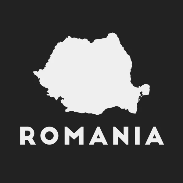 Rumania icono Mapa del país sobre fondo oscuro Elegante Rumania mapa con nombre de país Vector — Archivo Imágenes Vectoriales