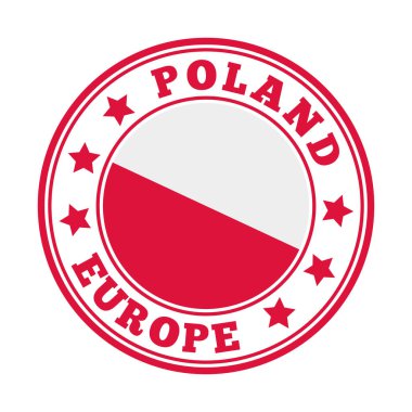 Polonya, Polonya Vektör illüstrasyonunun bayrağıyla yuvarlak ülke logosunu imzaladı