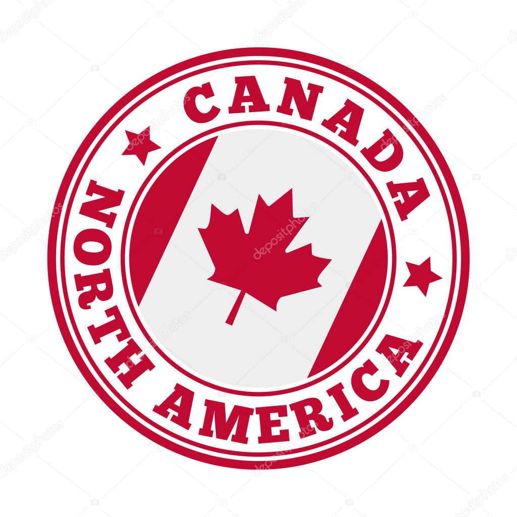 Canada sign Round country logo with flag of Canada Vector illustration