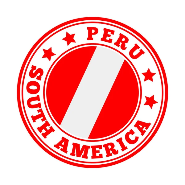 Perù firma Round country logo con la bandiera di Peru Illustrazione vettoriale — Vettoriale Stock