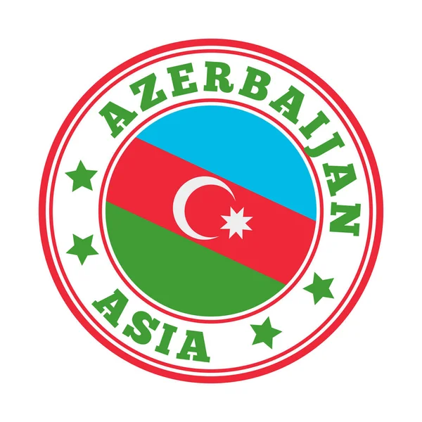 Азербайджан підписує логотип круглої країни з прапором Азербайджанського Вектора ілюстрацій — стоковий вектор