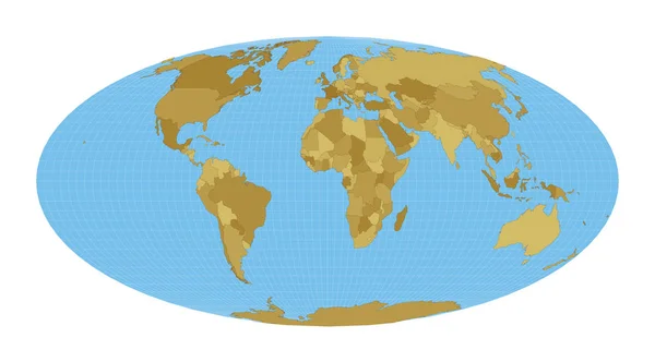 Mapa Del Mundo Proyección Moluscos Pseudocilíndricos Igual Área Mapa Del — Vector de stock