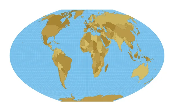 Карта мира McBrydeThomas flatpolar quartic pseudocylindrical equalarea projection Map of the — стоковый вектор