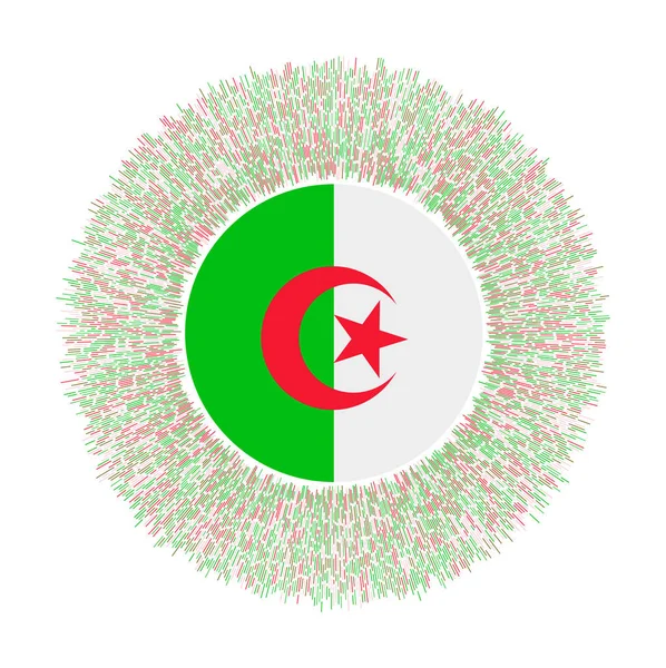 Algeriets Flagga Med Färgglada Strålar Strålande Land Tecken Glänsande Solbränna — Stock vektor