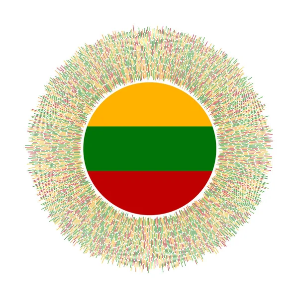 Flaga Litwy Kolorowymi Promieniami Promienny Znak Kraju Błyszczące Słońce Flagą — Wektor stockowy