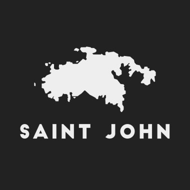 Aziz John ikonu. Karanlık arka planda ada haritası. Ada isimli şık bir Saint John haritası. Vektör illüstrasyonu.