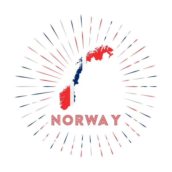 Норвезьке Сонцезахисне Значок Знак Країни Карті Норвегії Норвезьким Прапором Кольорові — стоковий вектор