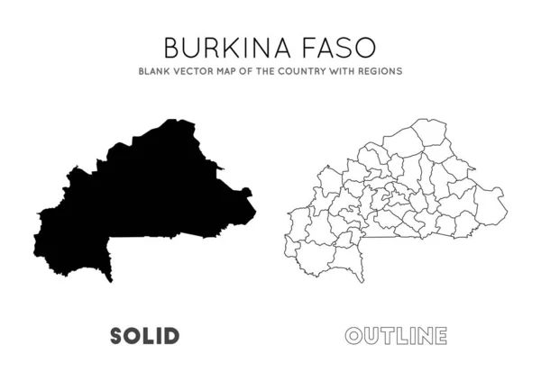 Mapa Burkiny Faso Prázdná Vektorová Mapa Země Regiony Hranice Burkiny — Stockový vektor