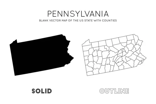 宾夕法尼亚地图 空白矢量图美国州与县 宾夕法尼亚边界为您的信息图形 矢量说明 — 图库矢量图片