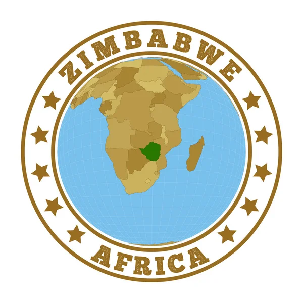 Zimbabwe Logo Badge Country Map Zimbabwe World Context Country Sticker — 스톡 벡터