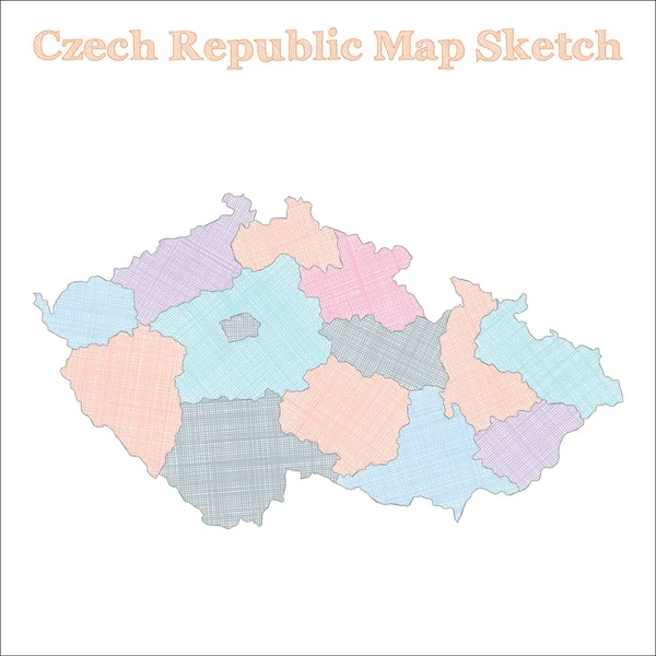 Tschechische Republik Landkarte Handgezeichnete Land Energiegeladene Skizzenhafte Landkarte Der Tschechischen — Stockvektor