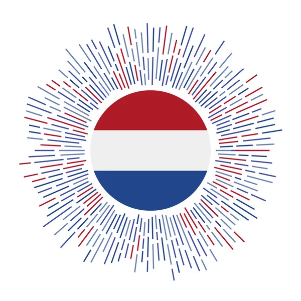 Netherlands sign Country flag with colorful rays Radiant sunburst with Netherlands flag Vector — 스톡 벡터