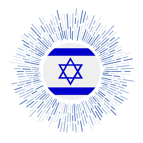 Israel sign Country flag with colorful rays Radiant sunburst with Israel flag Vector — 스톡 벡터