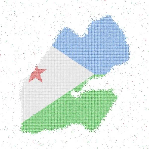 Karta över Djibouti Mosaik stil karta med flagga Djibouti Vektor illustration — Stock vektor