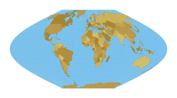 Mapa del Mundo McBrydeThomas flatpolar sinusoidal equalarea proyección Mapa del mundo con — Archivo Imágenes Vectoriales