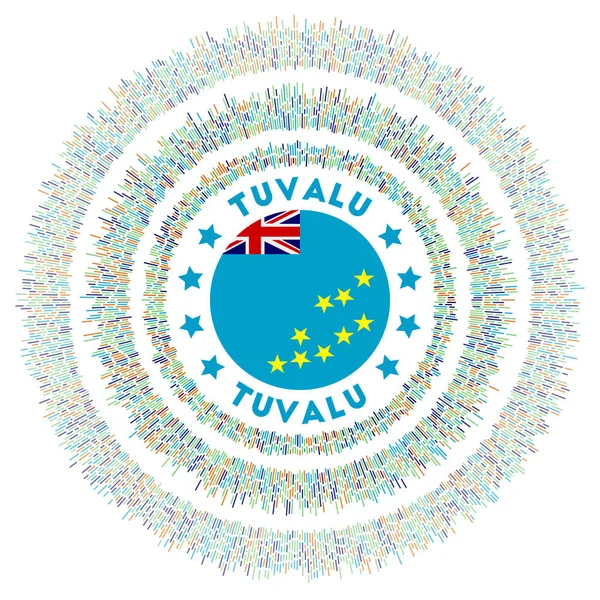 Tuvalu symbol Zářící země vlajka s barevnými paprsky Lesklý západ slunce s Tuvalu vlajkou Výkonný — Stockový vektor
