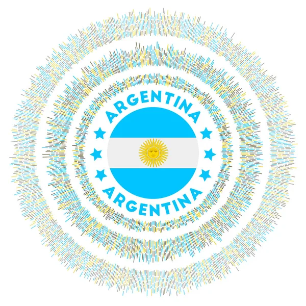 アルゼンチンのシンボルカラフルな光線と放射状の国の旗アルゼンチンの旗と光沢のある日の出 — ストックベクタ