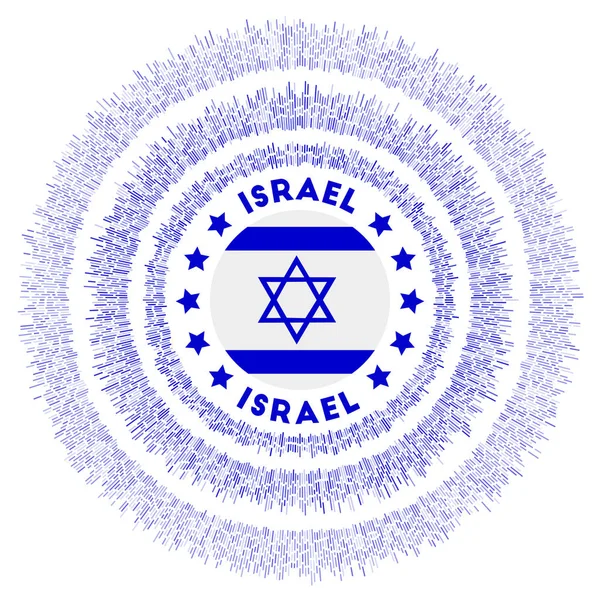 Israel symboli Radiant maan lippu värikkäitä säteitä Kiiltävä auringonpurkaus Israelin lipun voimakas — vektorikuva
