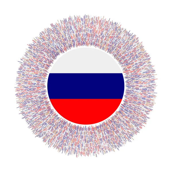 Térkép Russia with colorful rays Sugárzó ország jel Fényes sunburst with Russia flag Authentic — Stock Vector