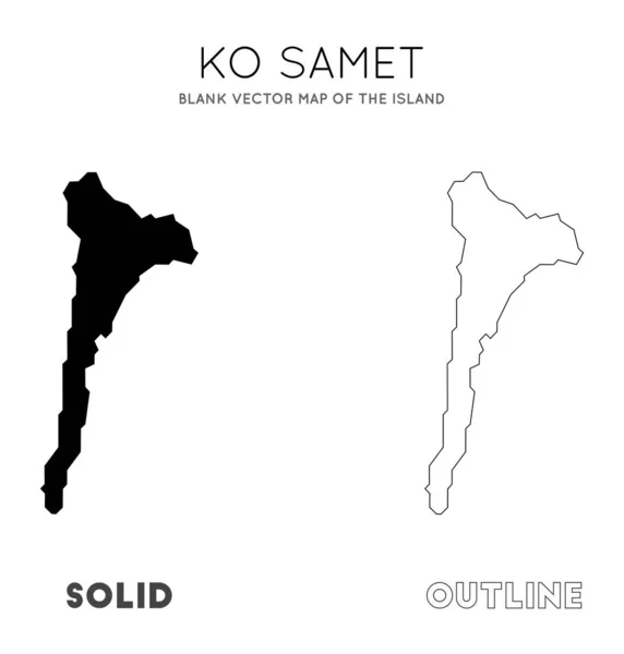Mapa de Ko Samet Mapa vectorial en blanco de las fronteras insulares de Ko Samet para su vector de infografía — Vector de stock