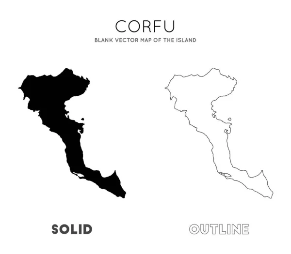 Mapa de Corfú Mapa vectorial en blanco de las fronteras insulares de Corfú para su vector de infografía — Vector de stock