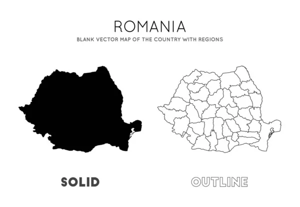 Rumänien karta Blank vektor karta över landet med regioner Gränser Rumänien för din infographic — Stock vektor