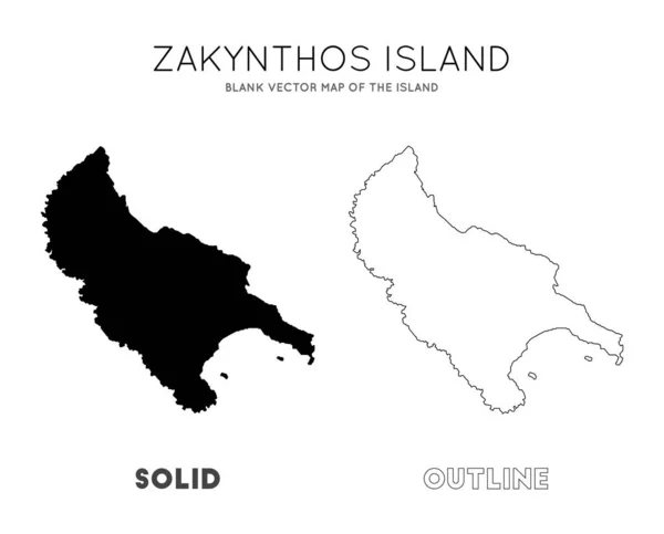 Mapa de la isla de Zakynthos Mapa vectorial en blanco de las fronteras de la isla de Zakynthos para su — Vector de stock