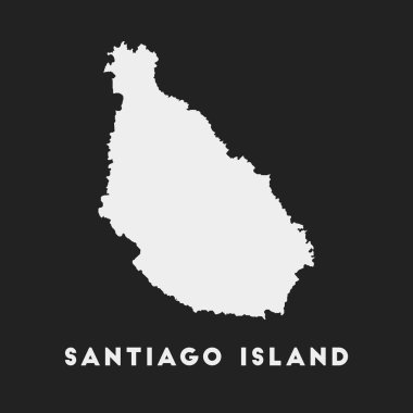 Santiago Adası simge ada haritası üzerinde koyu arkaplan stili Santiago Adası haritası ve ada adı