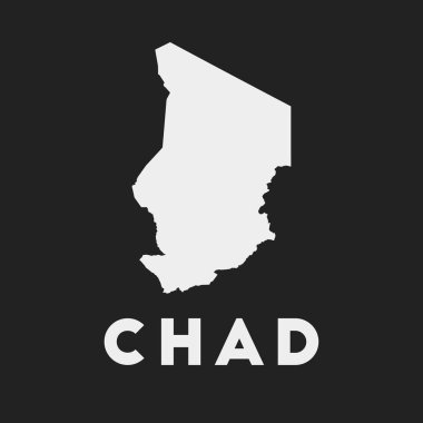 Koyu arkaplan üzerindeki Çad simgesi Ülke adı Vektör illüstrasyonlu Çad haritası