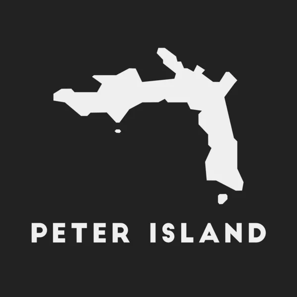 Icono de Peter Island Mapa de la isla sobre fondo oscuro Elegante mapa de Peter Island con nombre de isla Vector — Vector de stock