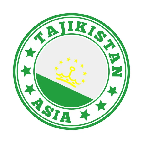 Signo de Tayikistán Logotipo de país redondo con bandera de Tayikistán Vector illustration — Archivo Imágenes Vectoriales