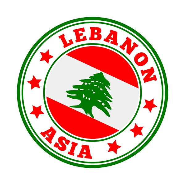 Líbano assina logotipo do país redondo com bandeira do Líbano ilustração vetorial — Vetor de Stock